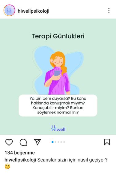 Hiwell Instagram sayfasından takipçiyle iletişim örneği içeren ekran görüntüsü