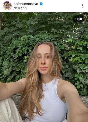 Polina Chursanova Instagram hesabından bir selfie paylaşımının ekran görüntüsü
