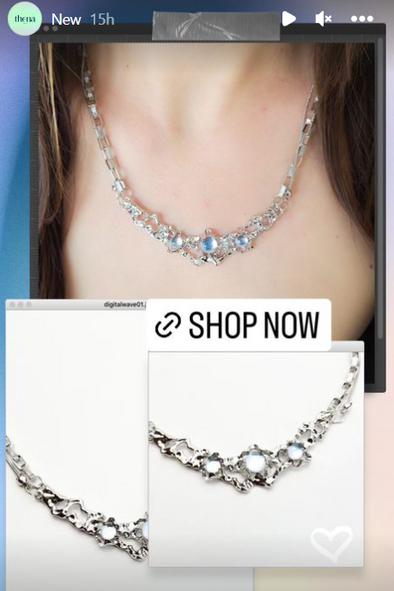 thena.collection Instagram hesabının yeni ürün duyurusu yaptığı hikayelerin ekran görüntüsü