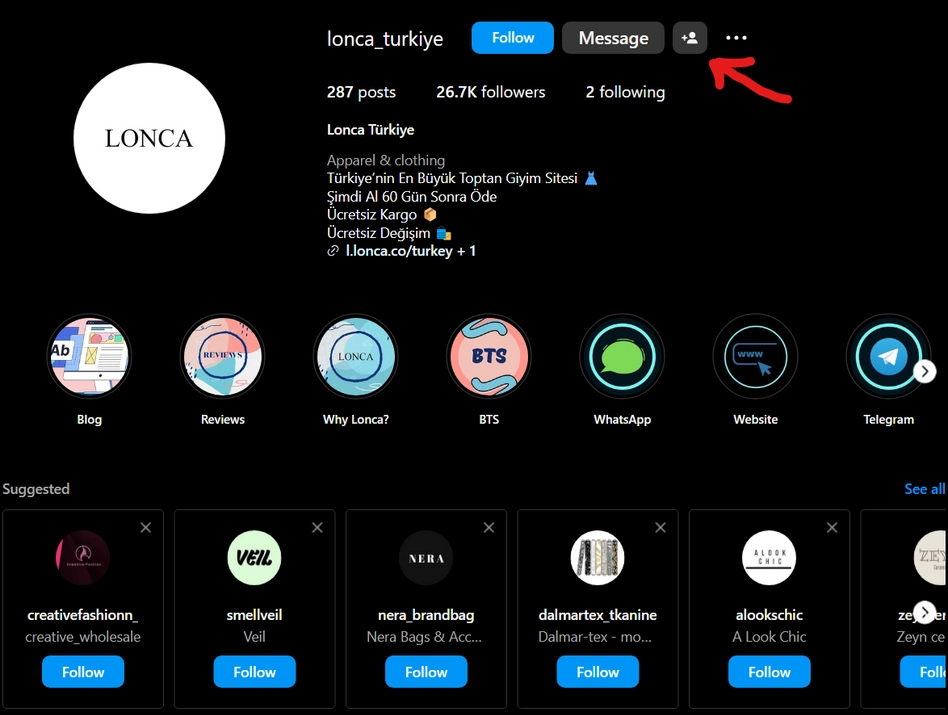 instagram profile of Lonca ( a wholesale marketplace) where you can explore more similar profiles 