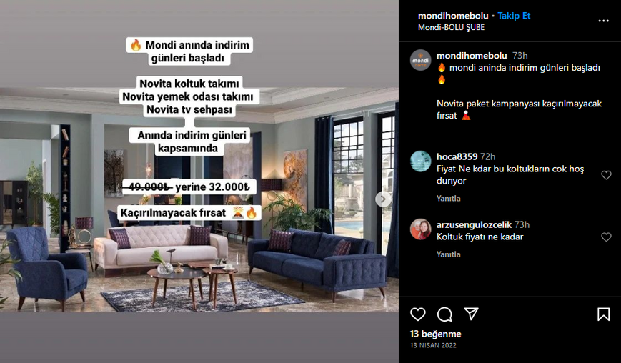 Mondi'nin paket Novita salon takımı kampanyası paylaşımı
