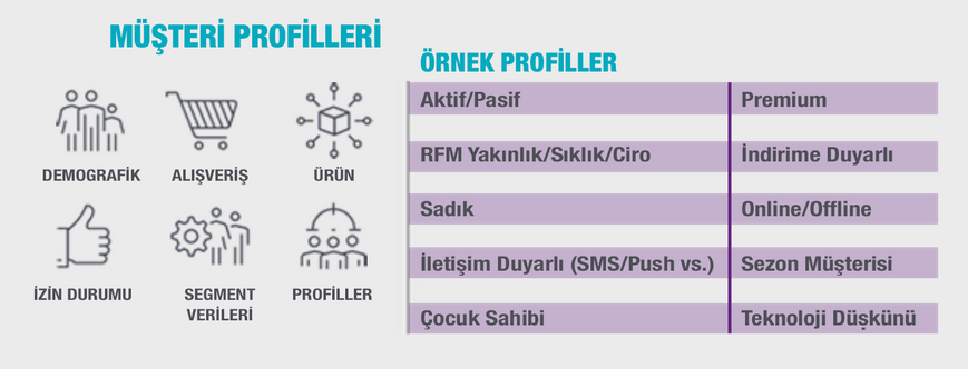Farklı alışveriş davranışları gösteren müşteri profilli özelliklerine ilişkin görsel