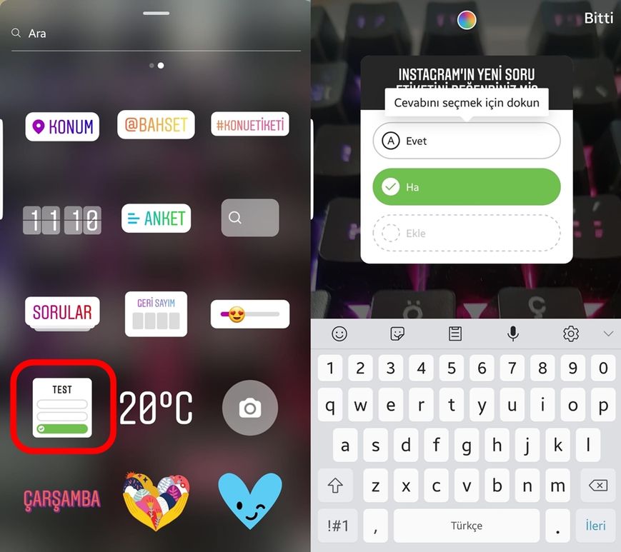 Instagram test sorusu hazırlama aşamalarını anlatan görsel