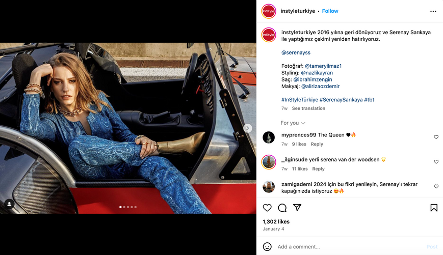 instyleturkiye Instagram hesabının ünlü etiketleyerek paylaştığı bir gönderi