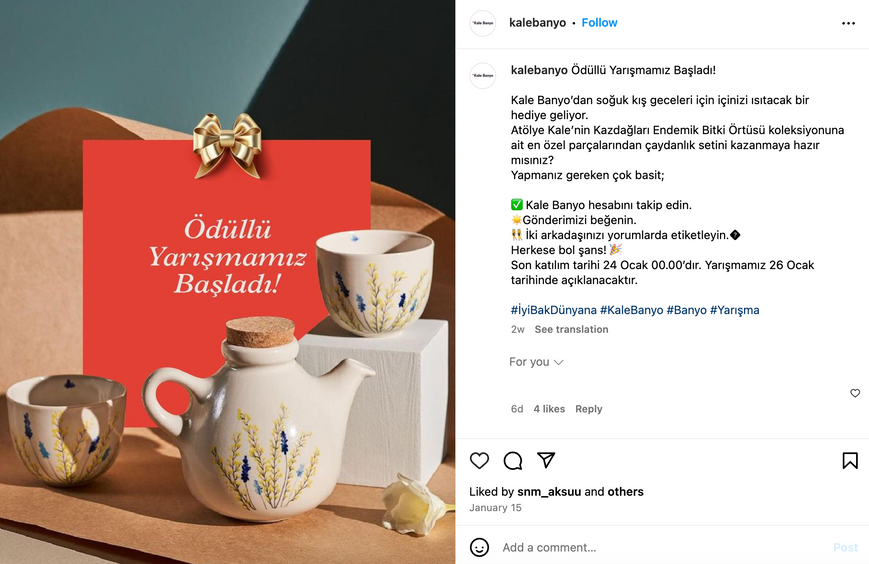instagram yarışması