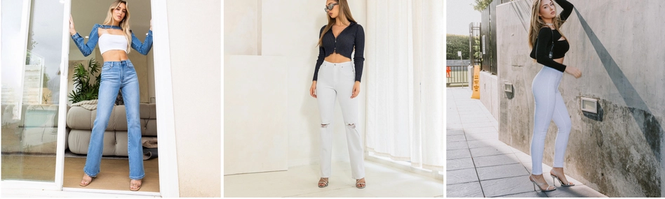 Wholesale fashion 3 4 jeans pants For A Pull-On Classic Look 