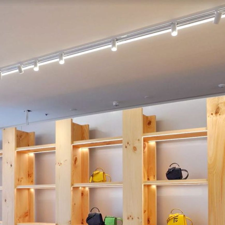Illuminazione da lavoro per borse, scaffali, arredamento di piccole boutique di abbigliamento