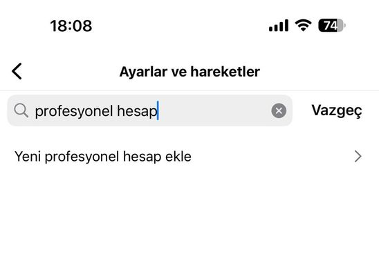 Instagram hesabını profesyonel hesaba geçirme aşaması