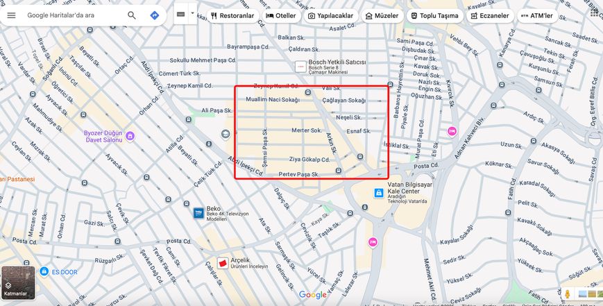 Google Haritalar'dan alınmış Güngören toptancılarının yerini gösteren ekran görüntüsü