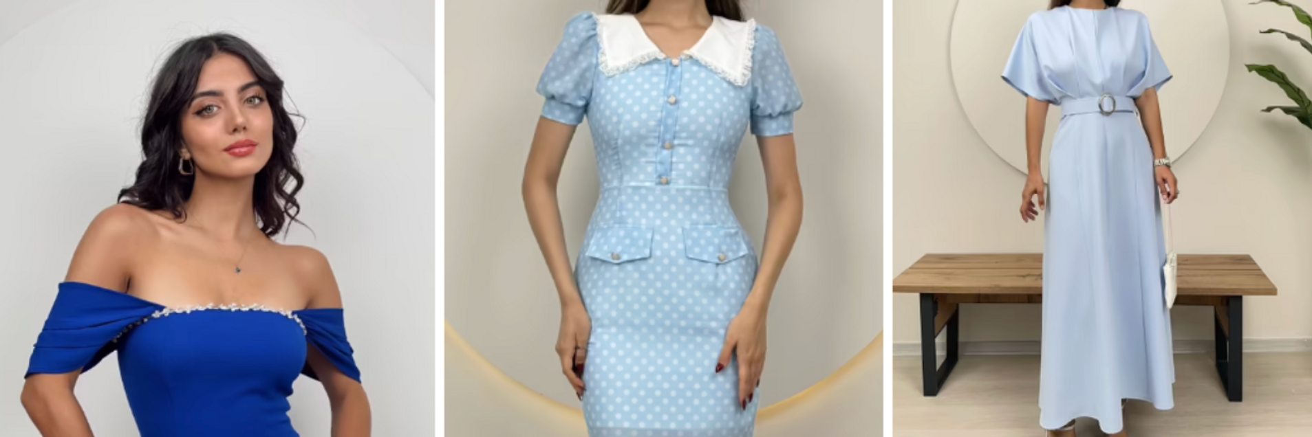 women models with wholesale blue dresses, 