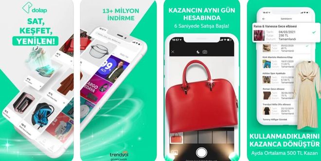 Dolap uygulamasının tanıtım görselleri
