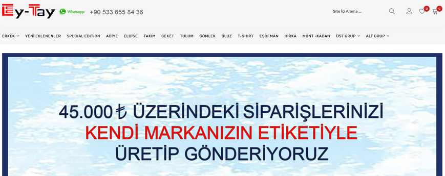 Eytay toptan kadın giyim sitesinden bir ekran görüntüsü