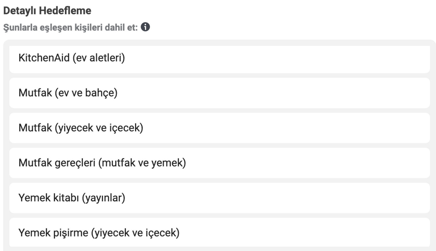 meta detaylı reklam hedefleme kitleleri ev aletleri