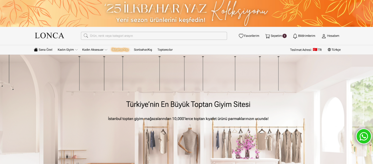 Lonca toptan giyim sitesinin ekran görüntüsü