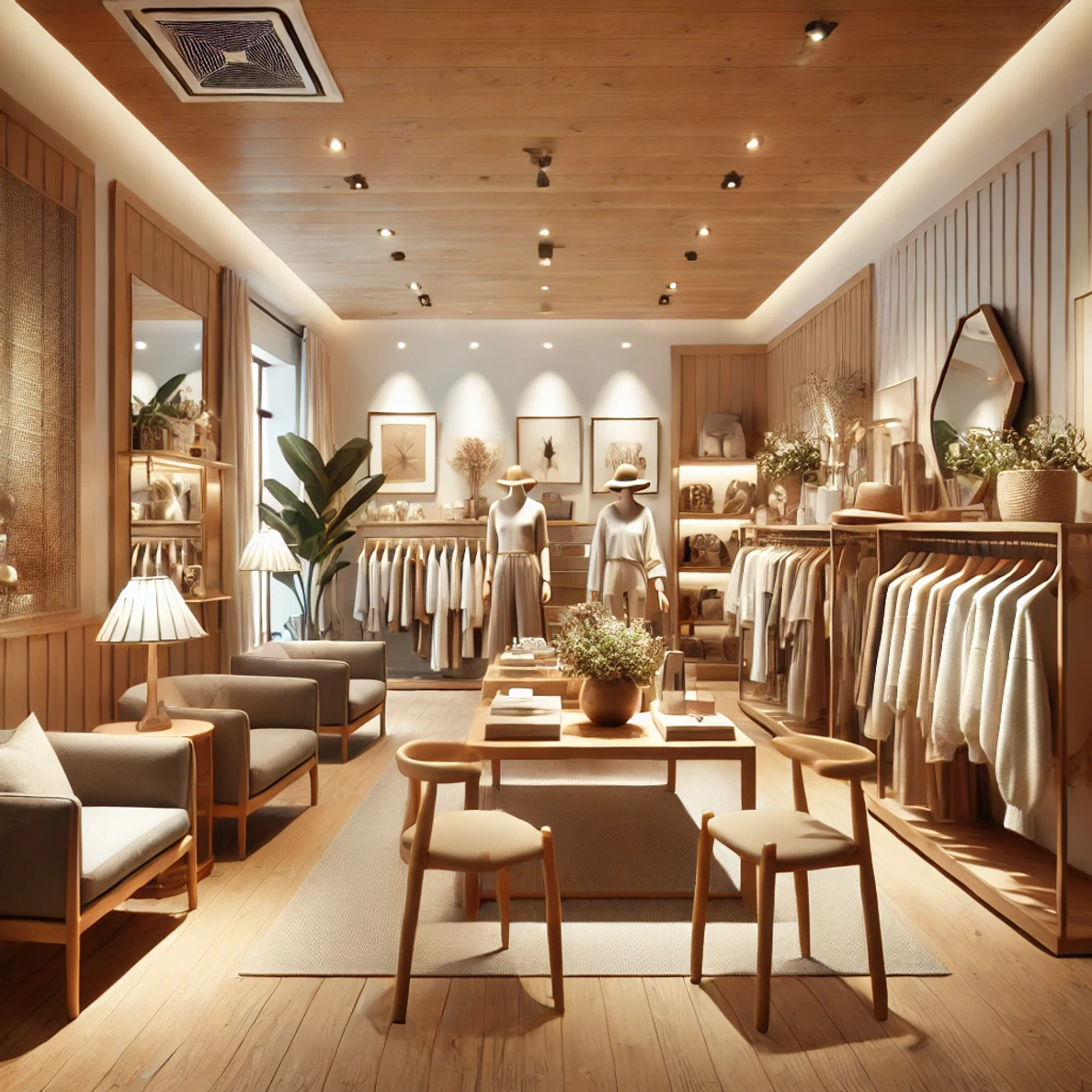 A boutique design made by using AI tools for store design.