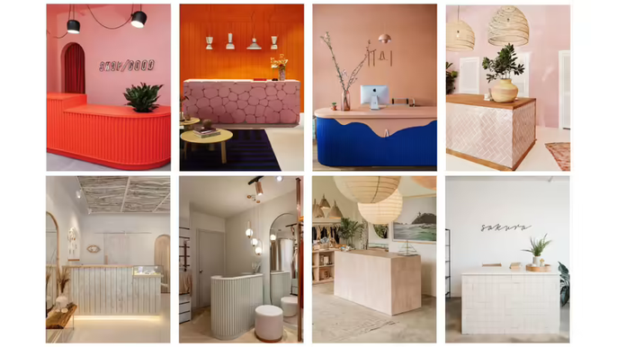 Een collage waarin verschillende kassa's van winkels worden getoond