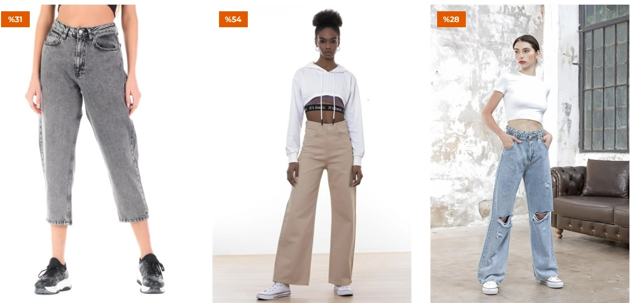 Damen in grauen, beigen und zerrissenen blauen Jeans von IT'S Basic