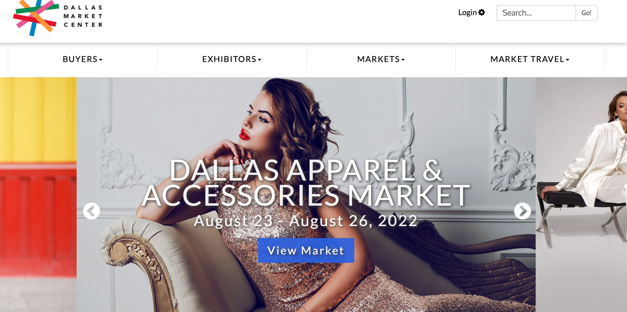 A screenshot of the website of Dallas Apparel & Accessories Market