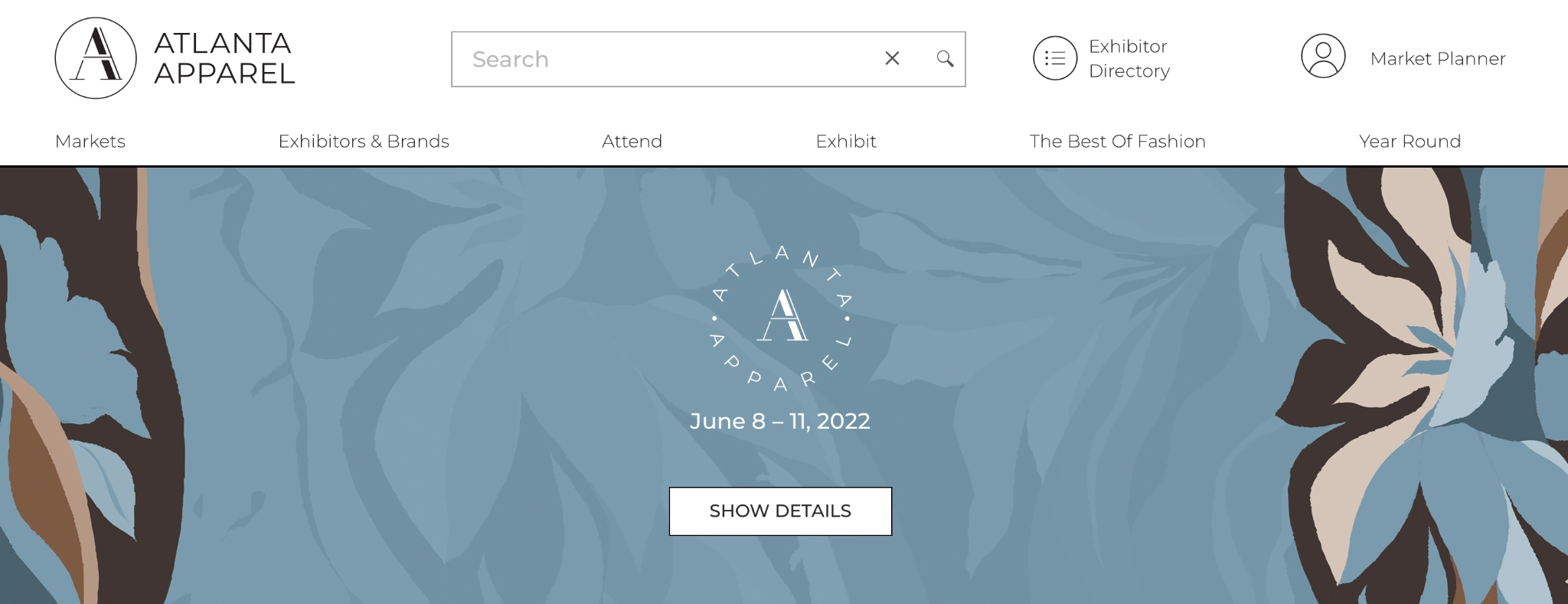 A screenshot of the website of Atlanta Apparel Market