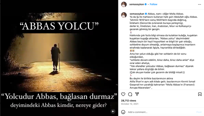 semasoykan isimli Instagram hesabının paylaştığı gönderideki merak uyandırıcı açıklama