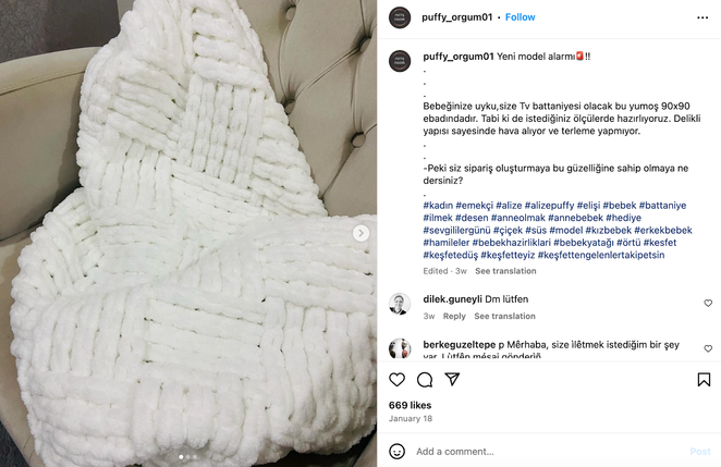 puffy_orgum01 isimli Instagram hesabında doğru hashtag kullanılan bir paylaşım