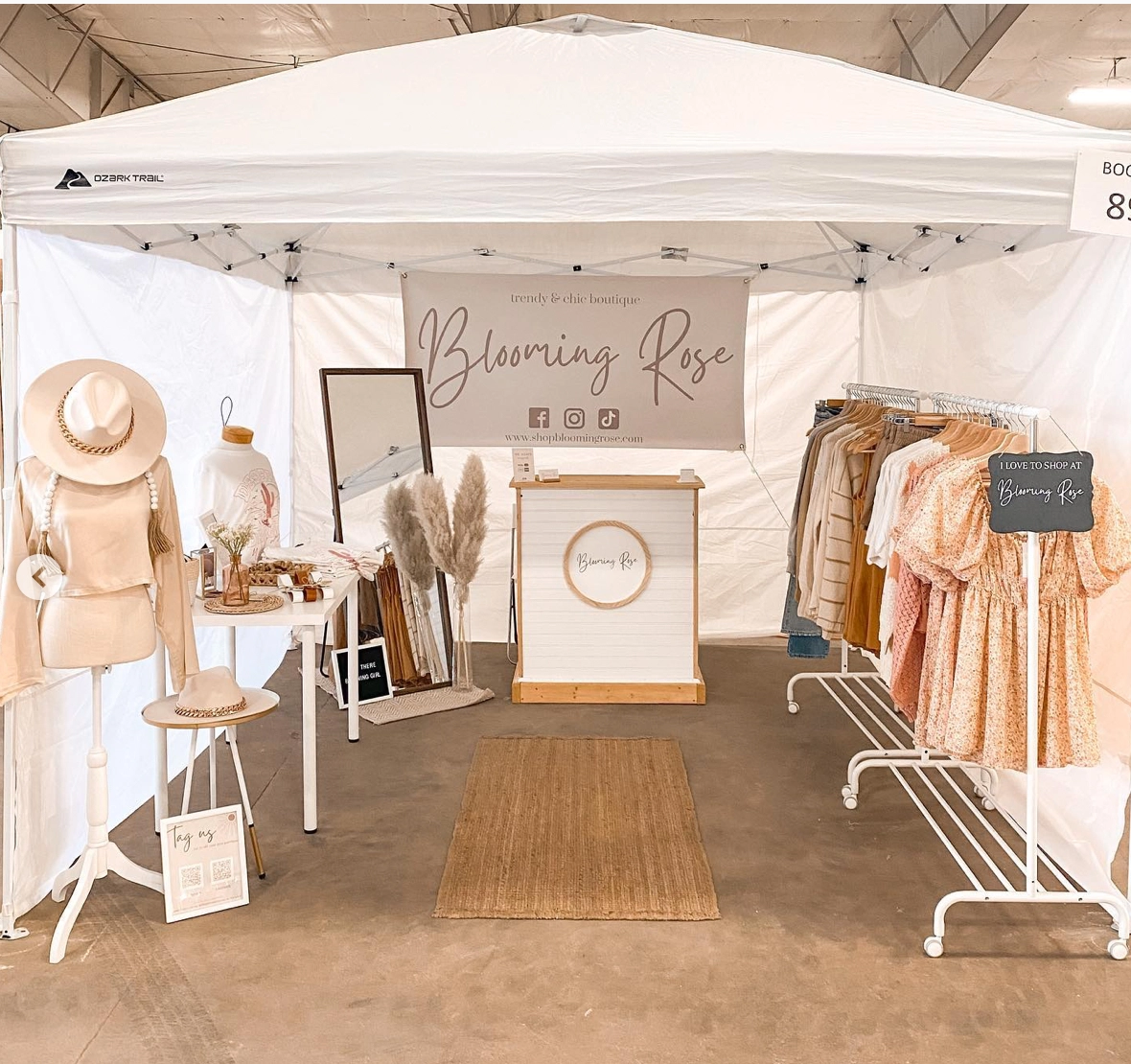 A small pop up shop selling bohemian women clothes