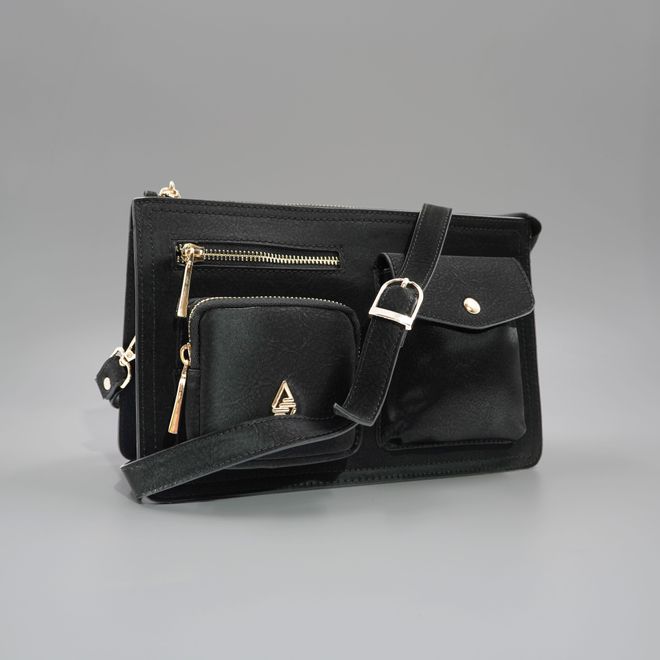 ARON Atelier Svetleča Ženska Križna Torba Valeria S Črnim Vzorcem Oblačila na debelo 0