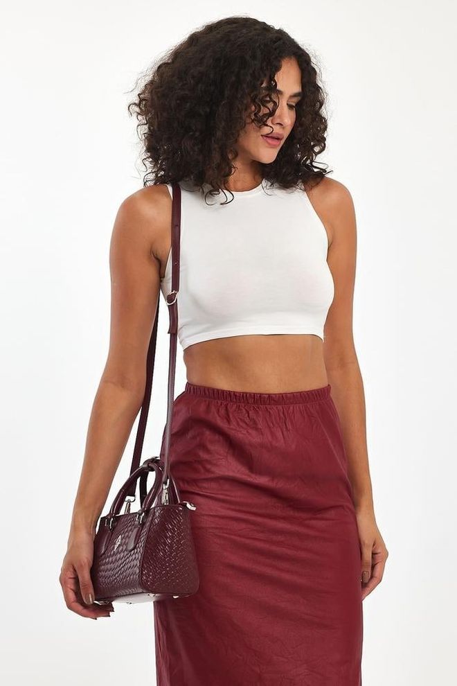 ARON Atelier Burgunderrote Damenhandtasche Von Favor Großhandelskleidung 2