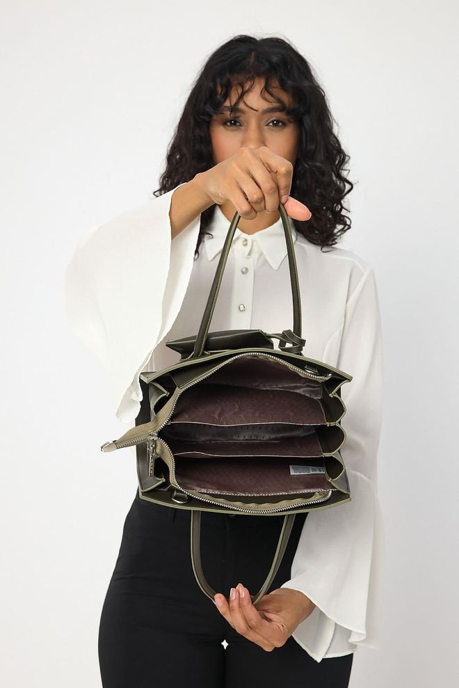 ARON Atelier Bolso De Hombro Mujer Elena Khaki Flotr Pattern Ropa al por mayor 5