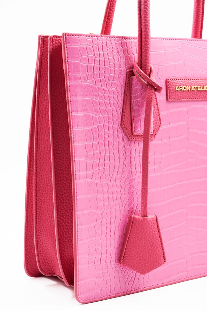 ARON Atelier Natalia Fuşya Croko Detaylı Kadın Omuz Çantası Toptan Giyim 1