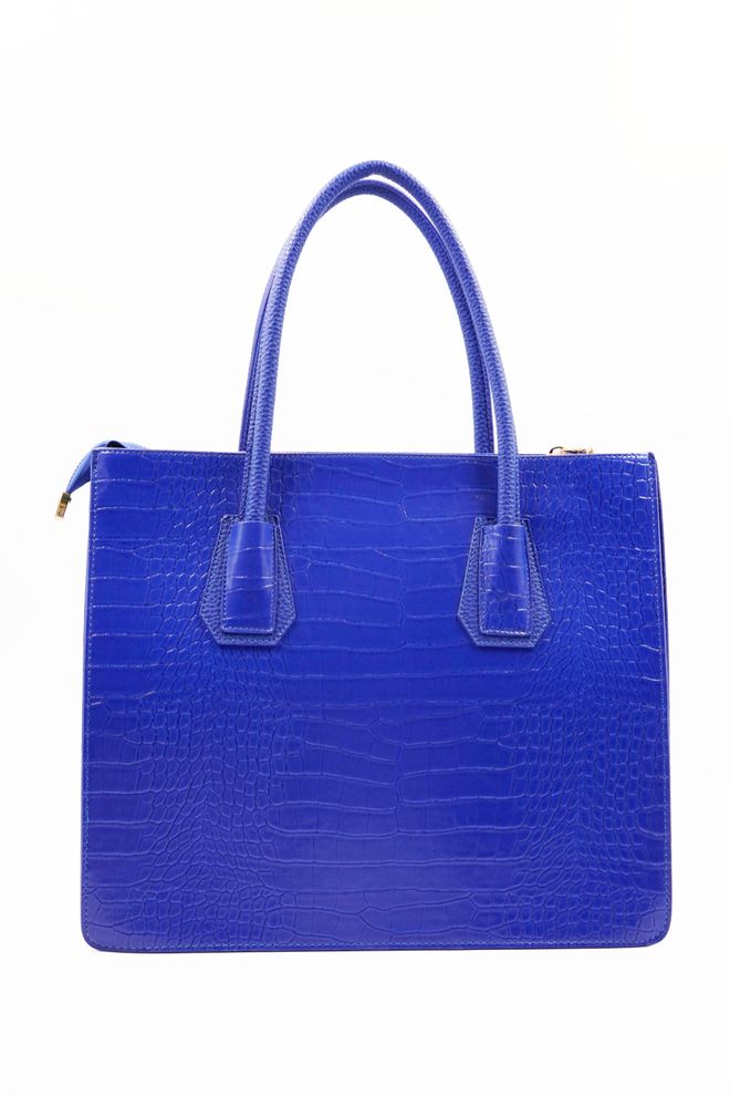 ARON Atelier Natalia Saks Mavisi Croko Detaylı Kadın Omuz Çantası Toptan Giyim 4