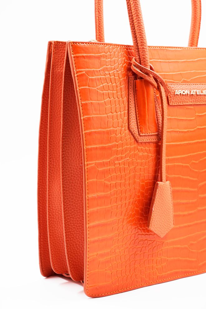 ARON Atelier Natalia Turuncu Croko Detaylı Kadın Omuz Çantası Toptan Giyim 1