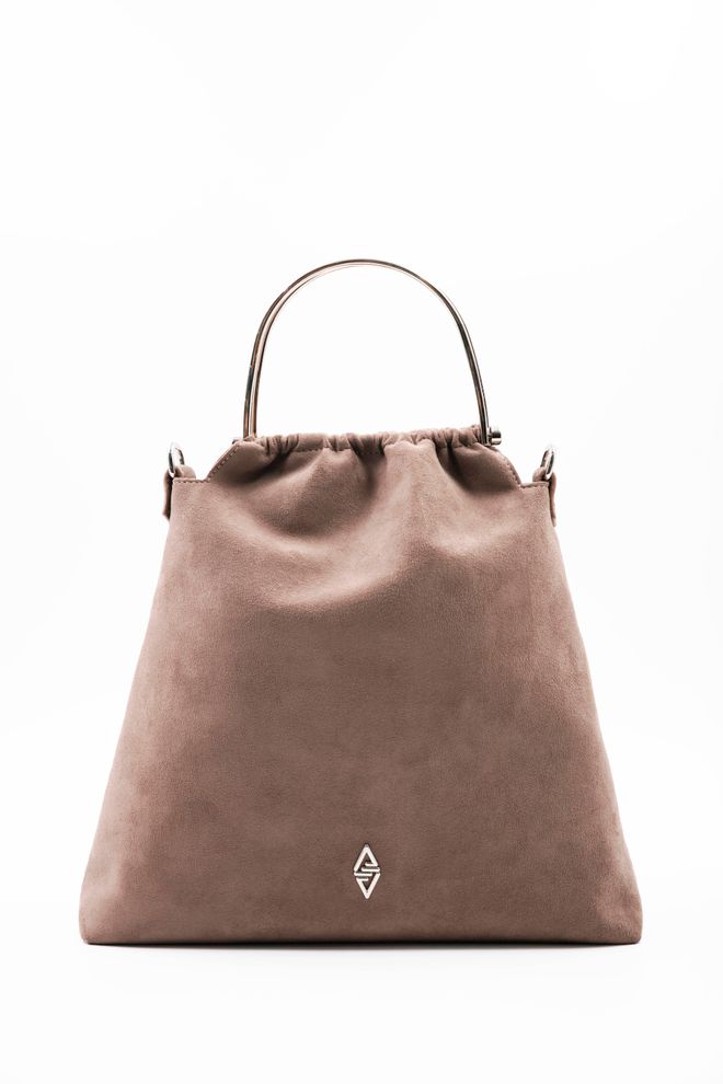 ARON Atelier حقيبة يد وكتف نسائية من الجلد المدبوغ بتفاصيل فضية من Caren Mink ملابس بالجملة 0