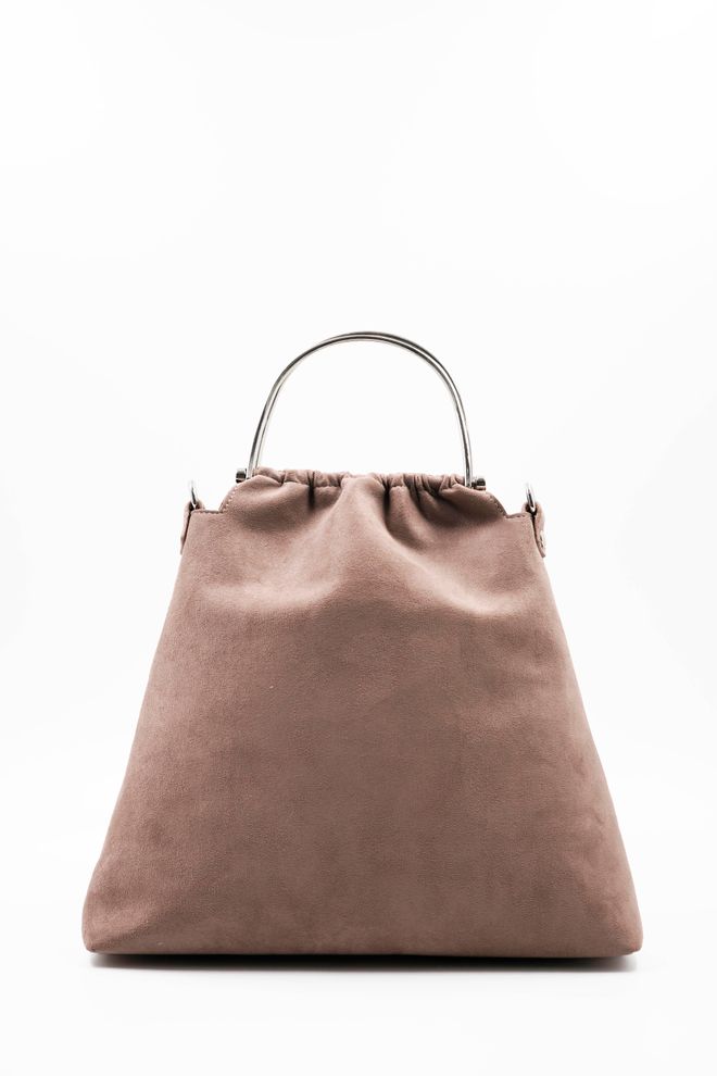 ARON Atelier Bolsa Feminina De Mão E Ombro Caren Mink Silver Com Detalhes Em Camurça Roupas por atacado 4