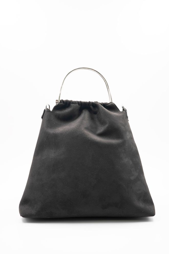 ARON Atelier Bolsa Feminina De Mão E Ombro Caren Black Silver Com Detalhes Em Camurça Roupas por atacado 4