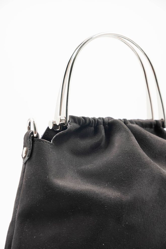 ARON Atelier Bolsa Feminina De Mão E Ombro Caren Black Silver Com Detalhes Em Camurça Roupas por atacado 1
