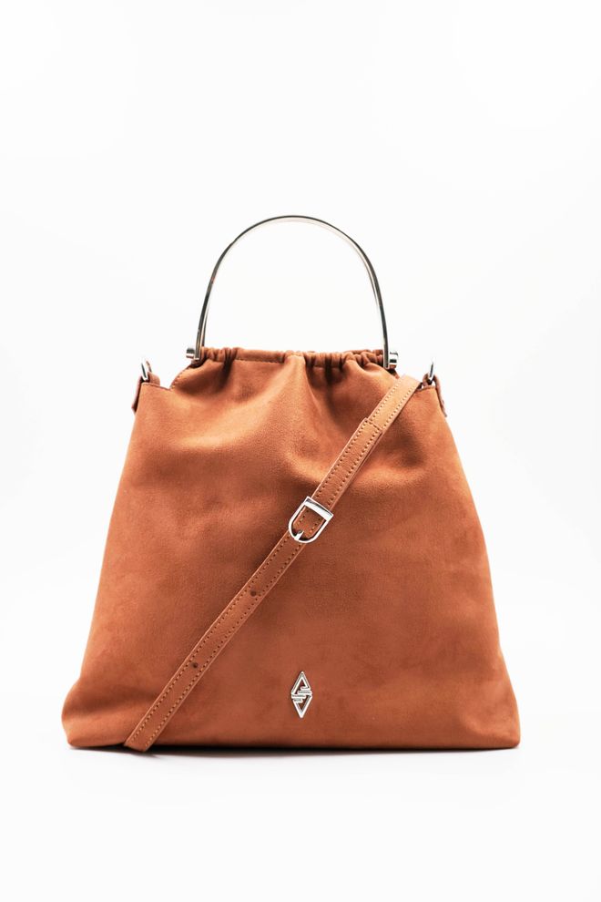 ARON Atelier Bolsa Feminina De Mão E Ombro Caren Taba Silver Com Detalhes Em Camurça Roupas por atacado 2
