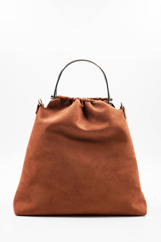 ARON Atelier Bolsa Feminina De Mão E Ombro Caren Taba Silver Com Detalhes Em Camurça Roupas por atacado 4