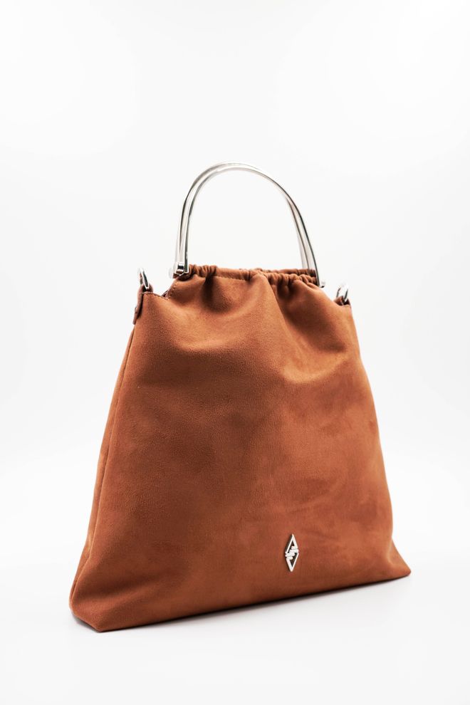 ARON Atelier Bolsa Feminina De Mão E Ombro Caren Taba Silver Com Detalhes Em Camurça Roupas por atacado 3