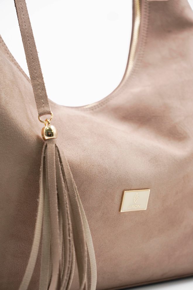 ARON Atelier Γυναικεία Τσάντα Ωμου Sadie Mink Με Λεπτομέρεια Φούντας Σουέτ Χονδρικό εμπόριο ενδυμάτων 1