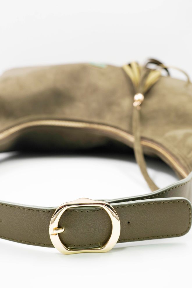 ARON Atelier Γυναικεία Τσάντα Ωμου Sadie Χακί Με Λεπτομέρεια Φούντας Σουέτ Χονδρικό εμπόριο ενδυμάτων 3