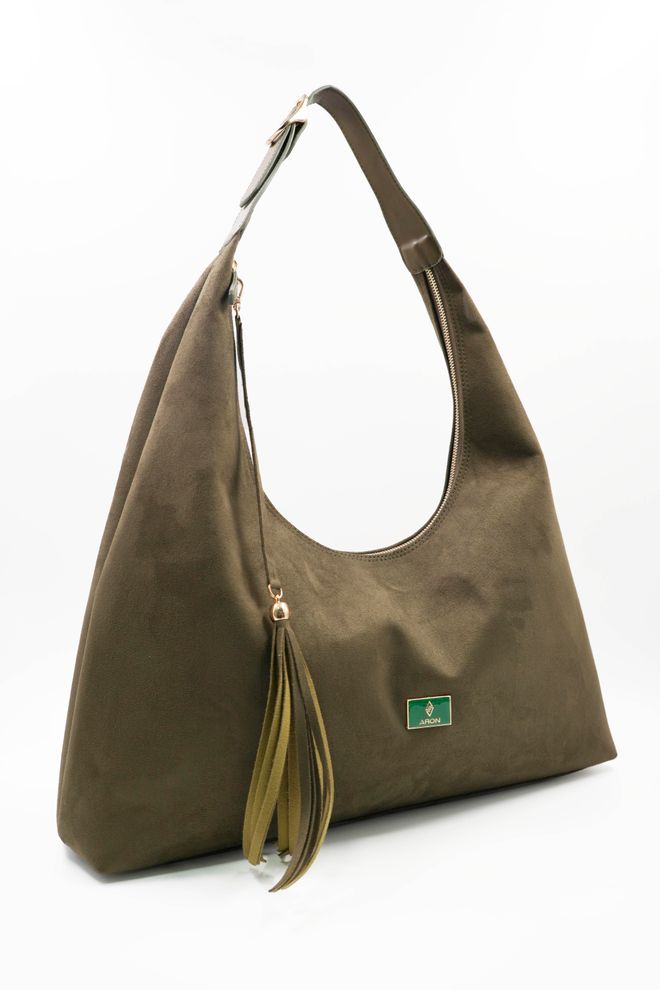 ARON Atelier Γυναικεία Τσάντα Ωμου Sadie Χακί Με Λεπτομέρεια Φούντας Σουέτ Χονδρικό εμπόριο ενδυμάτων 2