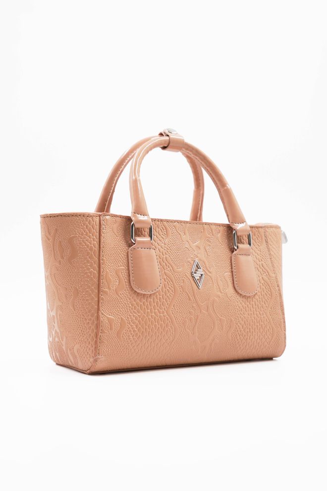 ARON Atelier Favor Damenhandtasche Aus Lackleder Mit Aufdruck In Dunkelbeige Großhandelskleidung 2