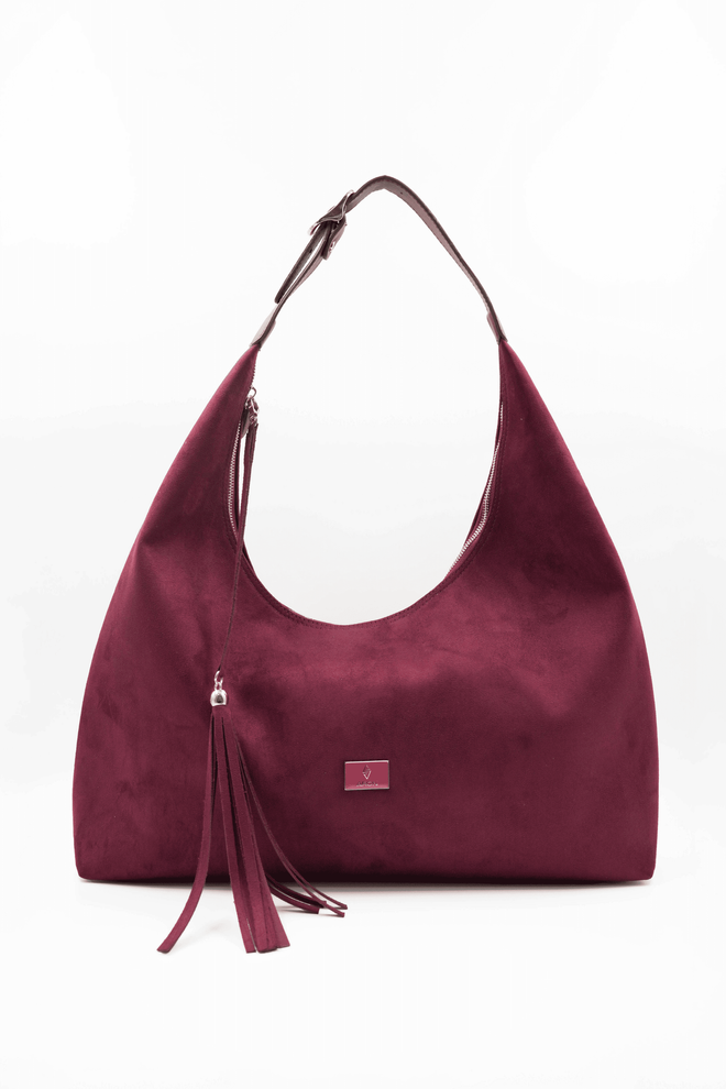 ARON Atelier Γυναικεία Τσάντα Ωμου Από Σουέτ Με Λεπτομέρεια Φούντας Sadie Burgundy Χονδρικό εμπόριο ενδυμάτων 0