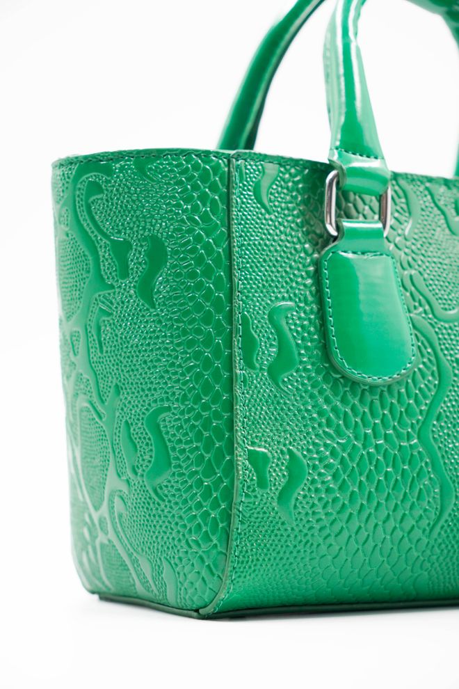 ARON Atelier Favor Damenhandtasche Aus Bedrucktem Lackleder In Grün Großhandelskleidung 3