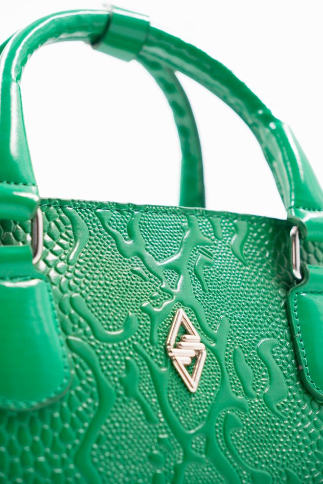 ARON Atelier Favor Damenhandtasche Aus Bedrucktem Lackleder In Grün Großhandelskleidung 1