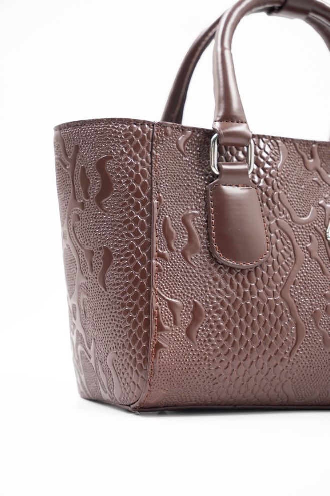 ARON Atelier Favor Damenhandtasche Aus Bedrucktem Lackleder In Braun Großhandelskleidung 3