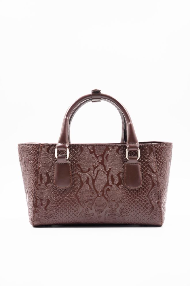 ARON Atelier Favor Damenhandtasche Aus Bedrucktem Lackleder In Braun Großhandelskleidung 4