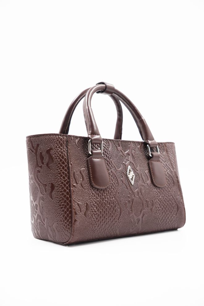 ARON Atelier Favor Damenhandtasche Aus Bedrucktem Lackleder In Braun Großhandelskleidung 2