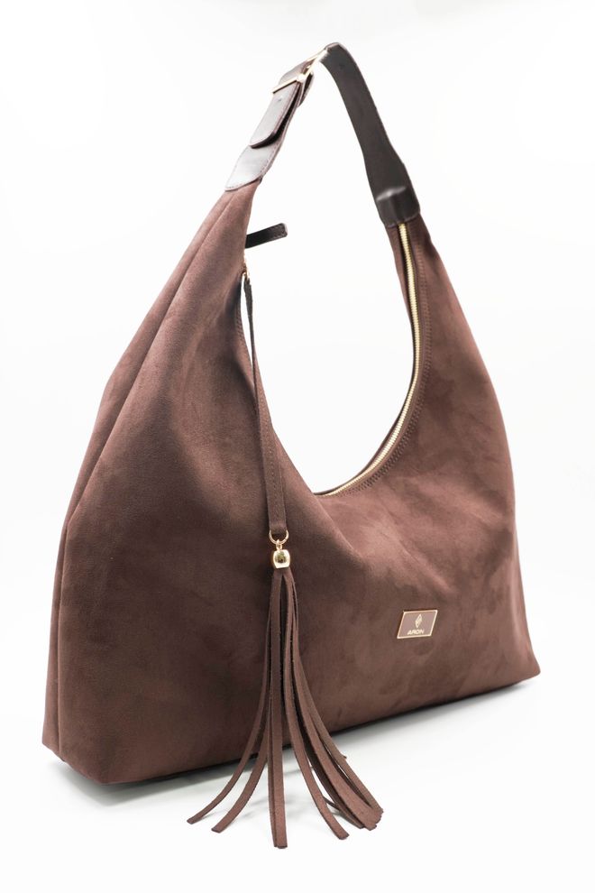 ARON Atelier Geantă De Umăr Pentru Femei Sadie Coffee Cu Ciucure Din Piele De Căprioară Îmbrăcăminte cu ridicata 2